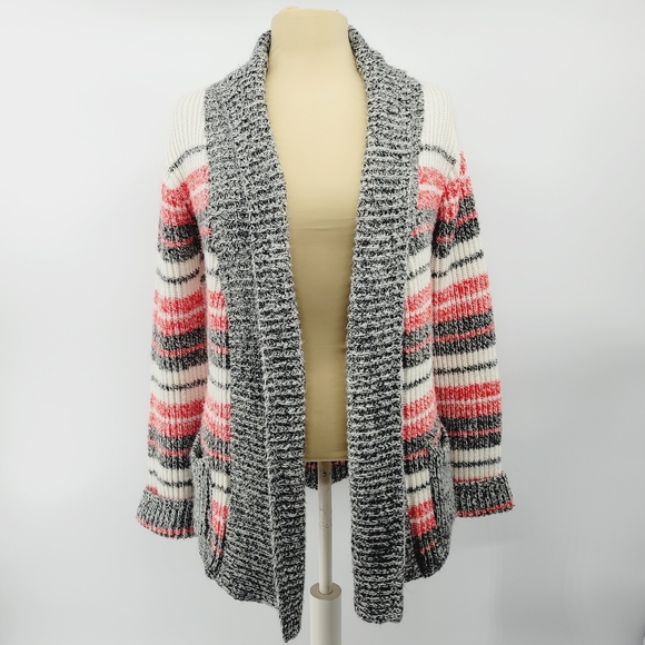 Sears Vintage Chunky Knit Striped Ribbed Cardigan Size Small - Picture 1 of 8